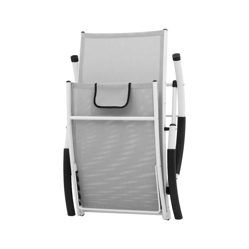 Chaises longues de jardin pliantes et inclinables 3 pièces avec table d'appoint