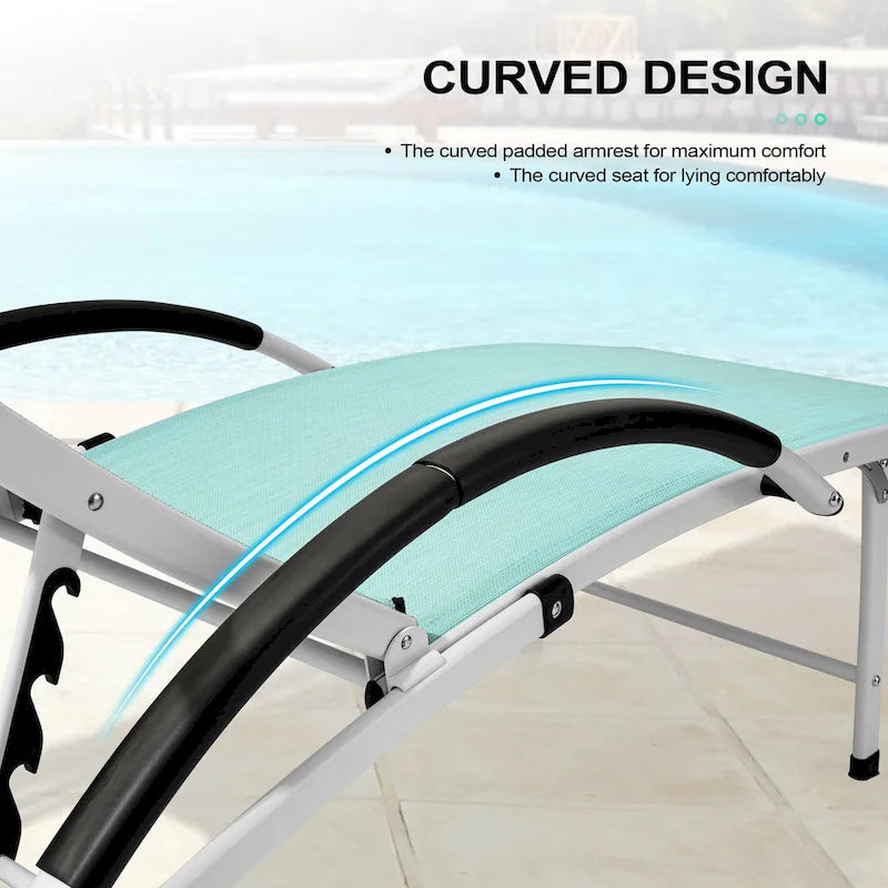 Chaises longues de jardin pliantes et inclinables 3 pièces avec table d'appoint