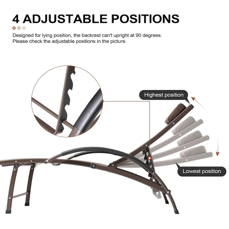 Chaises longues de jardin pliantes et inclinables 3 pièces avec table d'appoint