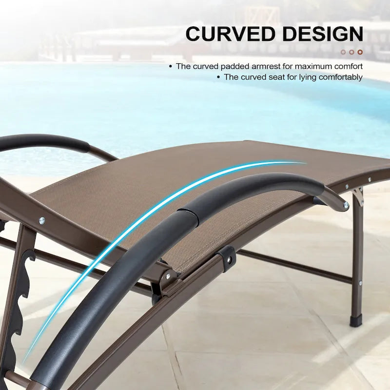 Chaises longues de jardin pliantes et inclinables 3 pièces avec table d'appoint