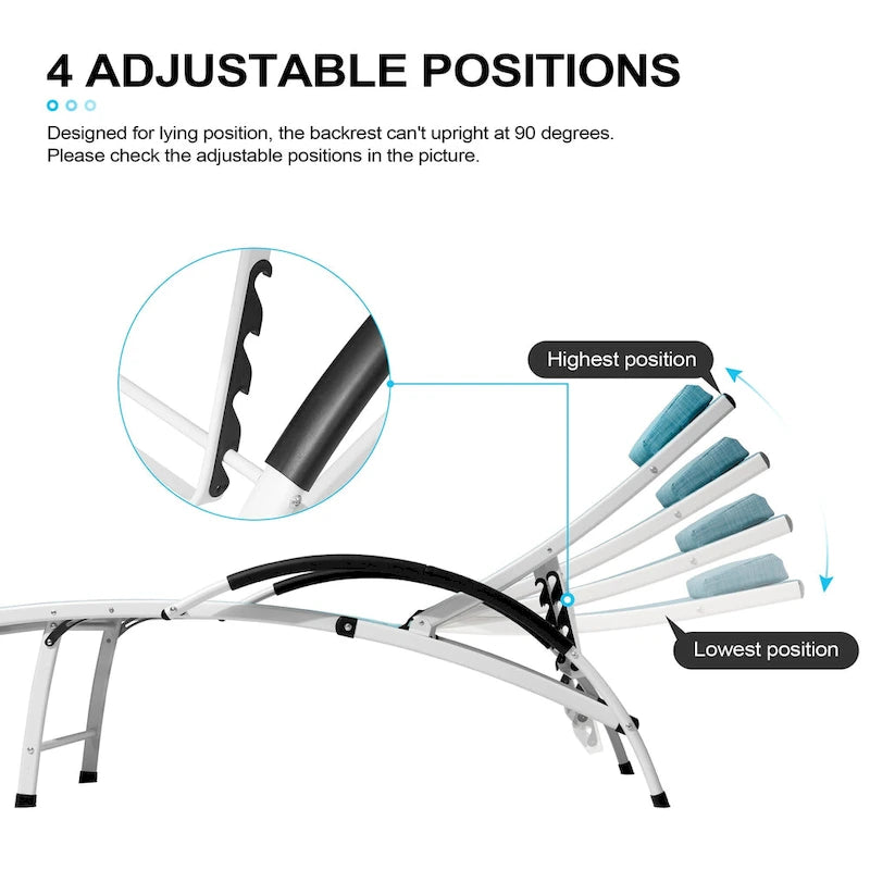 Chaises longues de jardin pliantes et inclinables 3 pièces avec table d'appoint