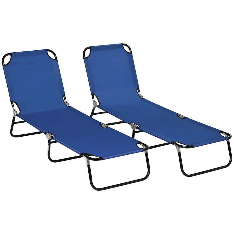 Chaise longue pliante Outsunny, lot de 2 chaises de piscine inclinables à cinq positions