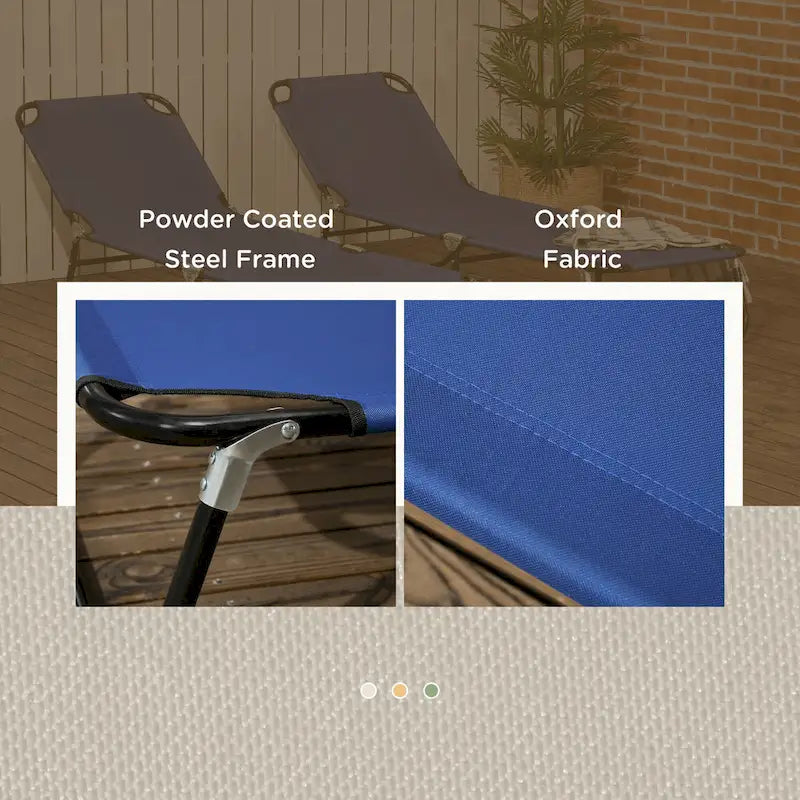 Chaise longue pliante Outsunny, lot de 2 chaises de piscine inclinables à cinq positions