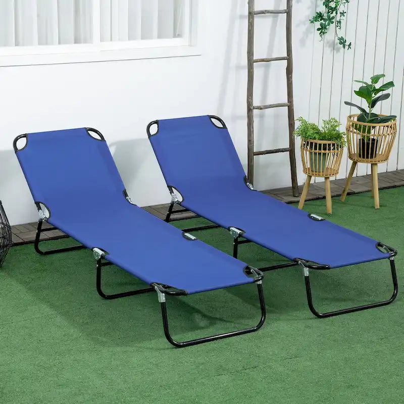 Chaise longue pliante Outsunny, lot de 2 chaises de piscine inclinables à cinq positions