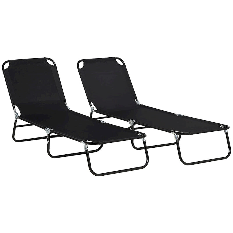 Chaise longue pliante Outsunny, lot de 2 chaises de piscine inclinables à cinq positions