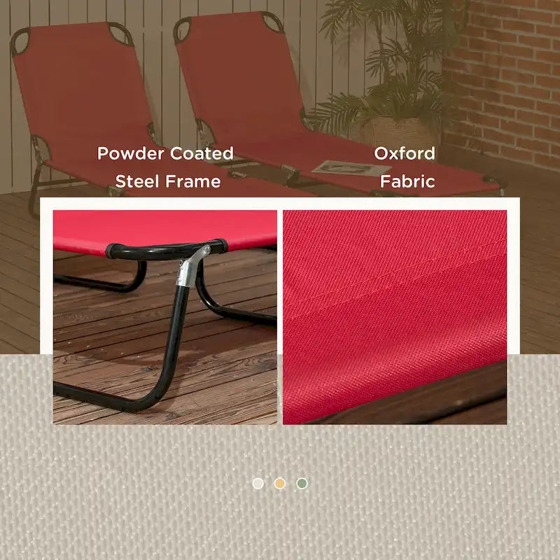 Chaise longue pliante Outsunny, lot de 2 chaises de piscine inclinables à cinq positions