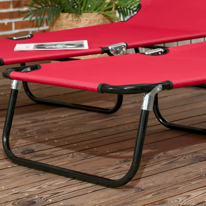 Chaise longue pliante Outsunny, lot de 2 chaises de piscine inclinables à cinq positions