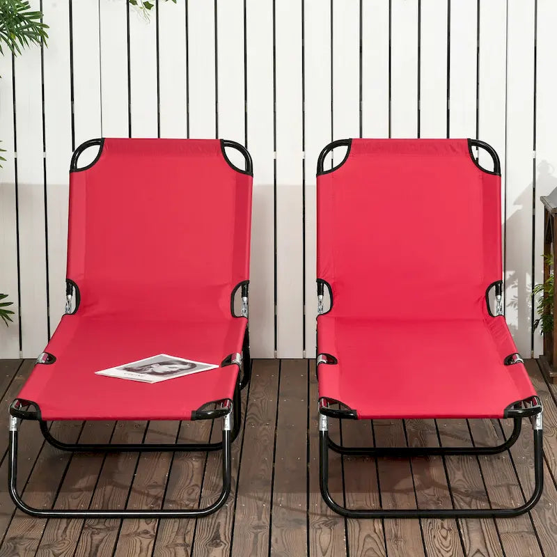 Chaise longue pliante Outsunny, lot de 2 chaises de piscine inclinables à cinq positions