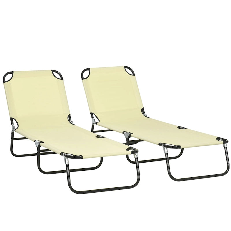Chaise longue pliante Outsunny, lot de 2 chaises de piscine inclinables à cinq positions