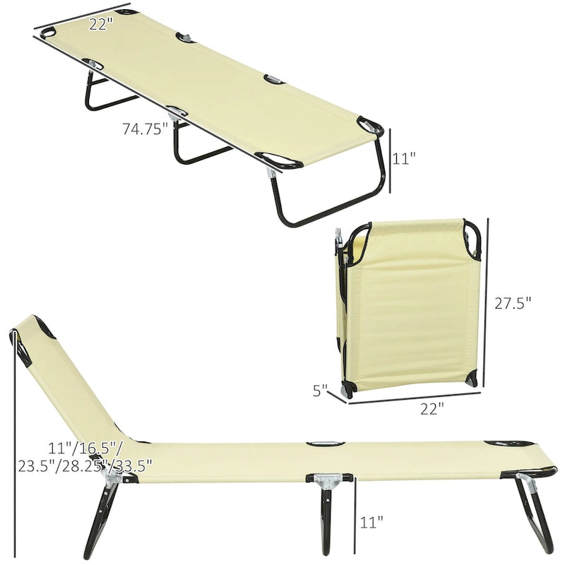Chaise longue pliante Outsunny, lot de 2 chaises de piscine inclinables à cinq positions