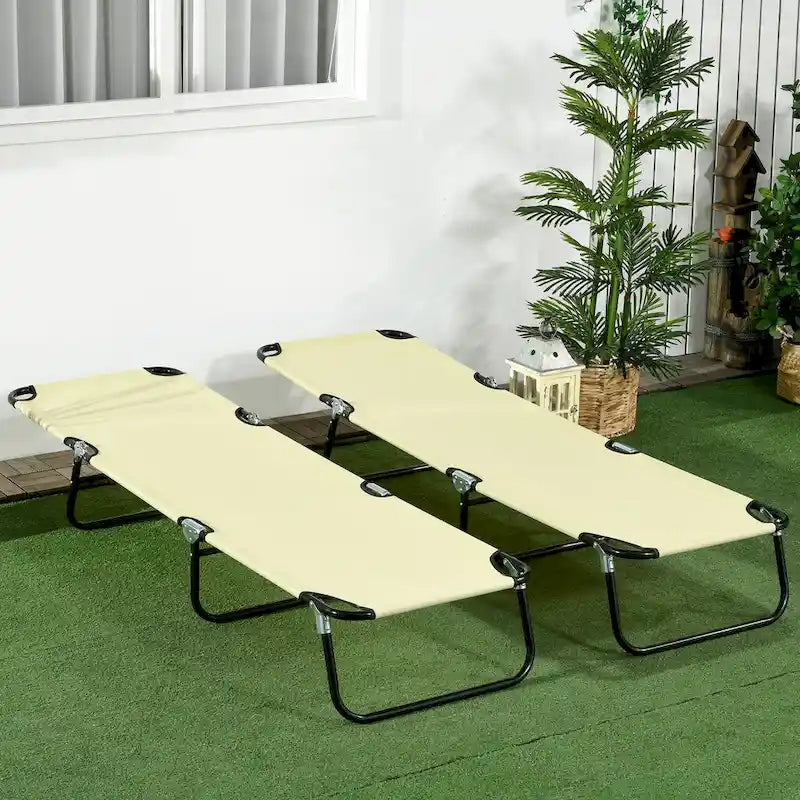 Chaise longue pliante Outsunny, lot de 2 chaises de piscine inclinables à cinq positions