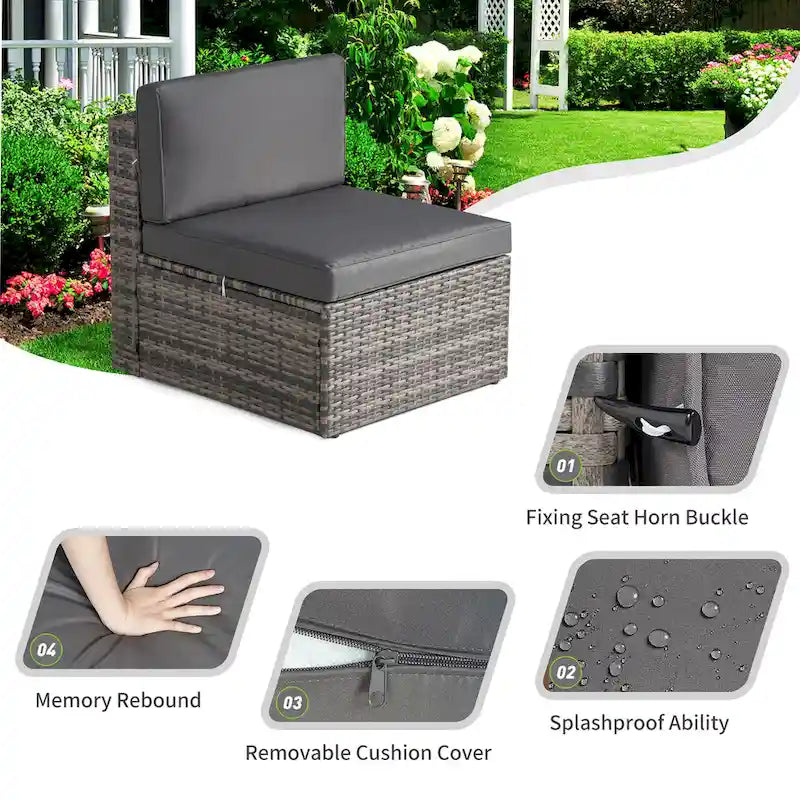 Ensembles de meubles de patio 15 pièces avec table de foyer de 50 000 BTU
