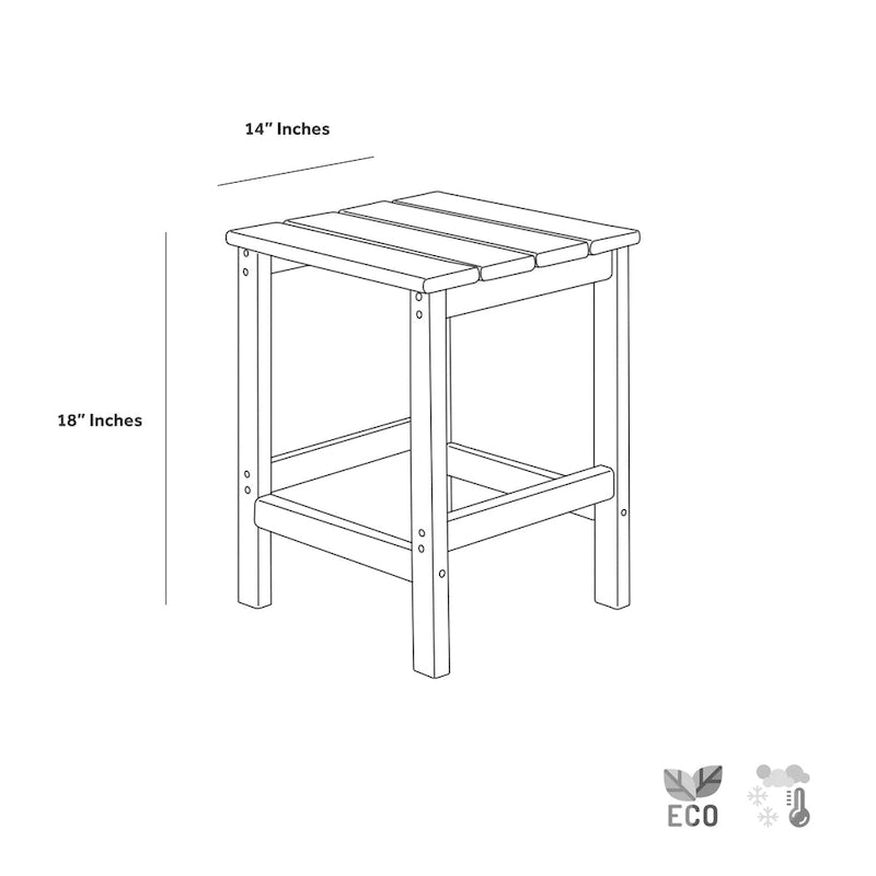 Chaises longues inclinables sans accoudoirs Polytrends Laguna en PEHD pour terrasse ou piscine, toutes saisons, avec table d'appoint (ensemble de 2 pièces)