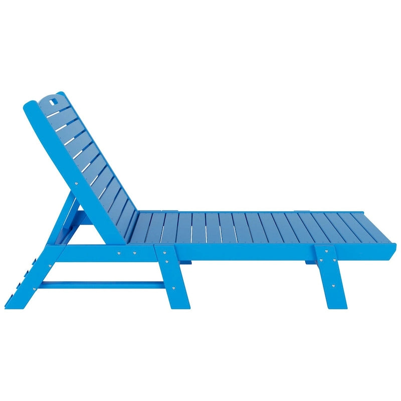 Chaises longues inclinables sans accoudoirs Polytrends Laguna en PEHD pour terrasse ou piscine, toutes saisons, avec table d'appoint (ensemble de 2 pièces)