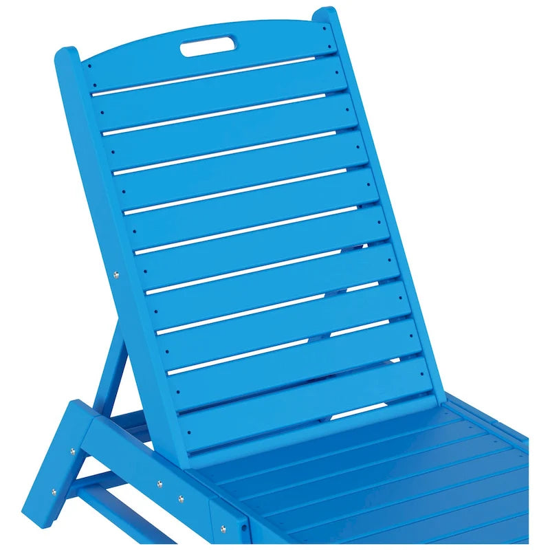 Chaises longues inclinables sans accoudoirs Polytrends Laguna en PEHD pour terrasse ou piscine, toutes saisons, avec table d'appoint (ensemble de 2 pièces)