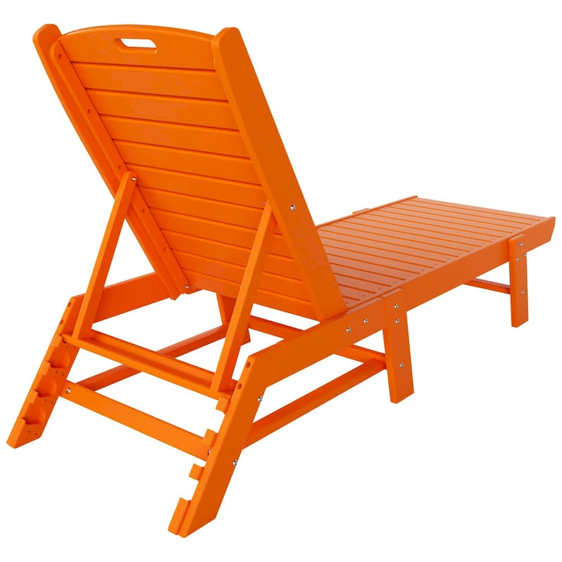 Chaises longues inclinables sans accoudoirs Polytrends Laguna en PEHD pour terrasse ou piscine, toutes saisons, avec table d'appoint (ensemble de 2 pièces)