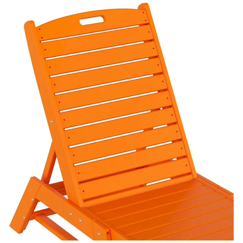 Chaises longues inclinables sans accoudoirs Polytrends Laguna en PEHD pour terrasse ou piscine, toutes saisons, avec table d'appoint (ensemble de 2 pièces)