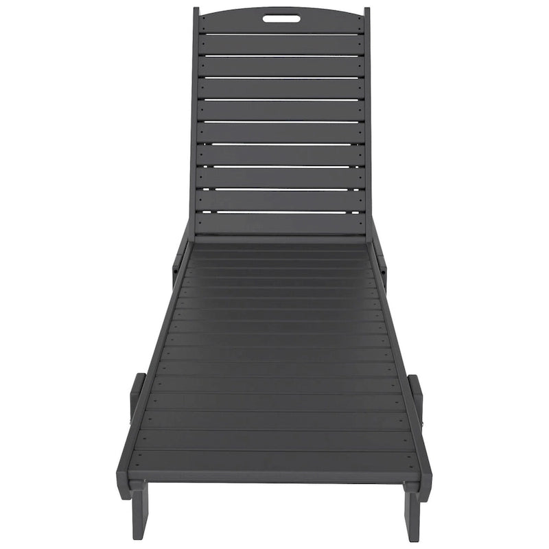 Chaises longues inclinables sans accoudoirs Polytrends Laguna en PEHD pour terrasse ou piscine, toutes saisons, avec table d'appoint (ensemble de 2 pièces)