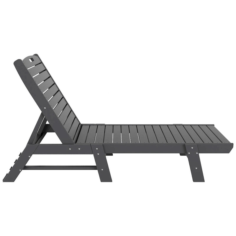 Chaises longues inclinables sans accoudoirs Polytrends Laguna en PEHD pour terrasse ou piscine, toutes saisons, avec table d'appoint (ensemble de 2 pièces)
