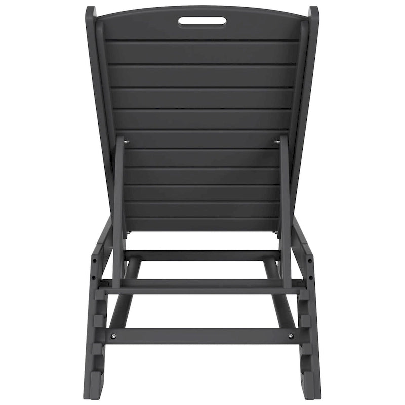 Chaises longues inclinables sans accoudoirs Polytrends Laguna en PEHD pour terrasse ou piscine, toutes saisons, avec table d'appoint (ensemble de 2 pièces)