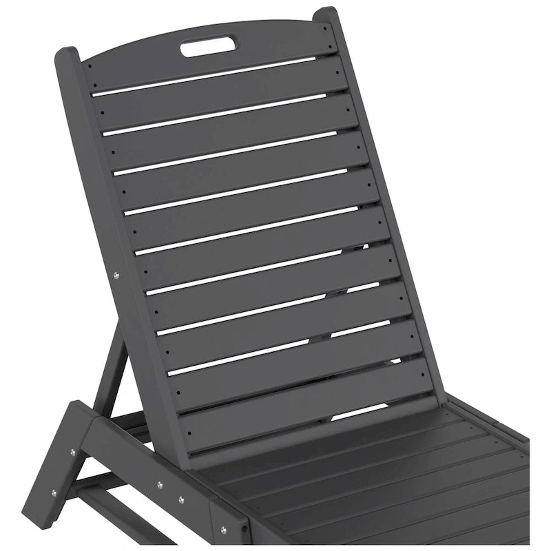Chaises longues inclinables sans accoudoirs Polytrends Laguna en PEHD pour terrasse ou piscine, toutes saisons, avec table d'appoint (ensemble de 2 pièces)