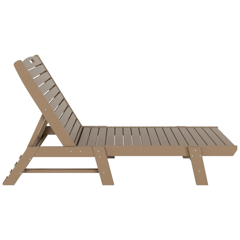 Chaises longues inclinables sans accoudoirs Polytrends Laguna en PEHD pour terrasse ou piscine, toutes saisons, avec table d'appoint (ensemble de 2 pièces)