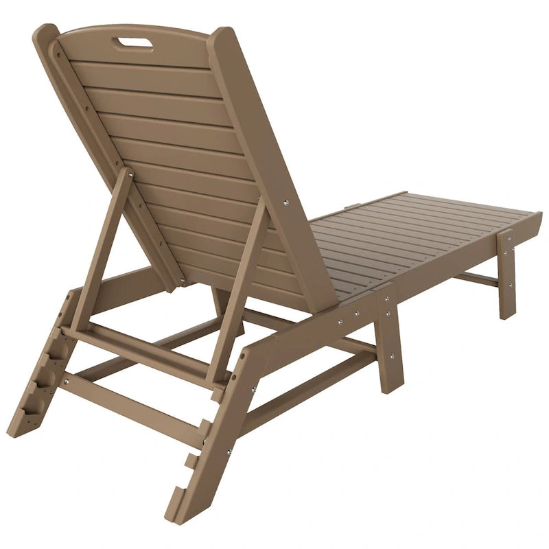 Chaises longues inclinables sans accoudoirs Polytrends Laguna en PEHD pour terrasse ou piscine, toutes saisons, avec table d'appoint (ensemble de 2 pièces)