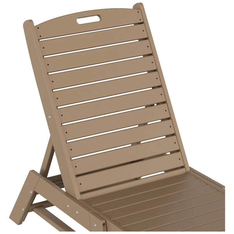 Chaises longues inclinables sans accoudoirs Polytrends Laguna en PEHD pour terrasse ou piscine, toutes saisons, avec table d'appoint (ensemble de 2 pièces)