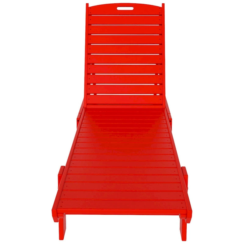 Chaises longues inclinables sans accoudoirs Polytrends Laguna en PEHD pour terrasse ou piscine, toutes saisons, avec table d'appoint (ensemble de 2 pièces)