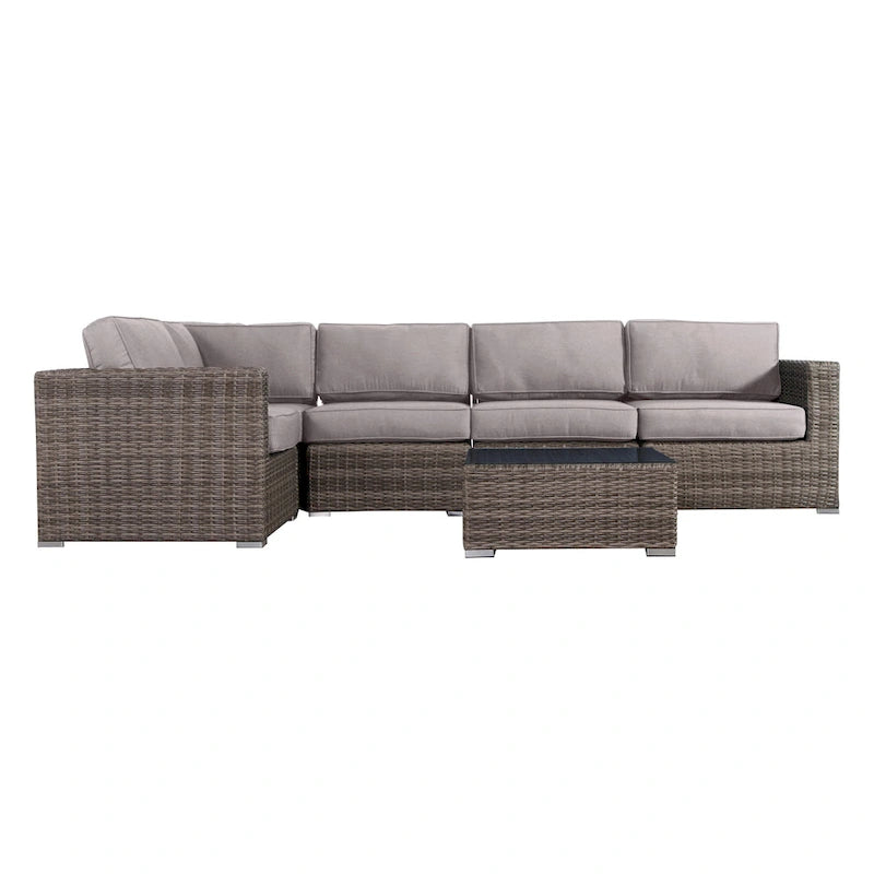 Salon de jardin en osier/rotin 4 places avec coussins Sunbrella