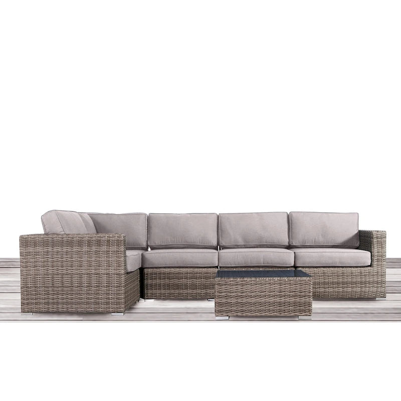 Salon de jardin en osier/rotin 4 places avec coussins Sunbrella