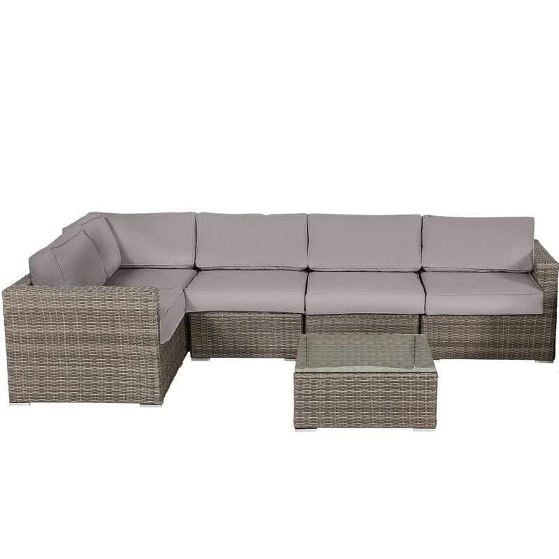 Salon de jardin en osier/rotin 4 places avec coussins Sunbrella