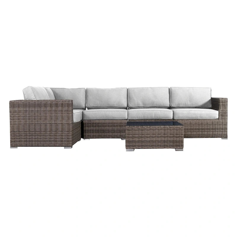 Salon de jardin en osier/rotin 4 places avec coussins Sunbrella