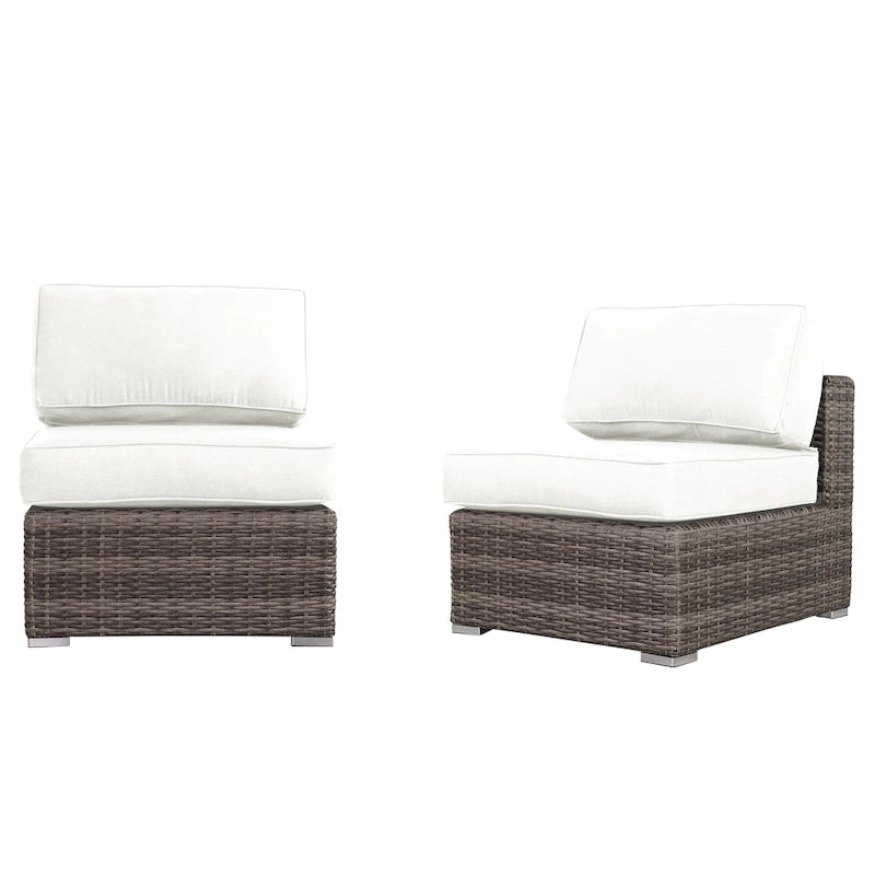 Salon de jardin en osier/rotin 4 places avec coussins Sunbrella