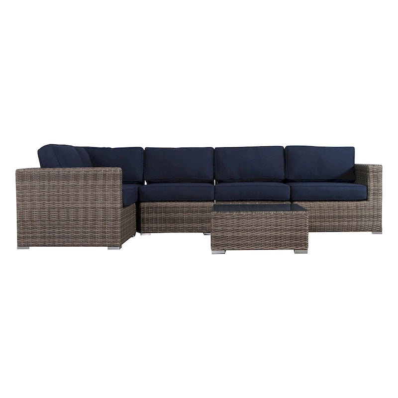 Salon de jardin en osier/rotin 4 places avec coussins Sunbrella