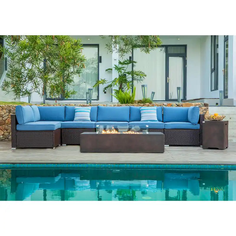 Ensemble de canapé d'angle d'extérieur 9 pièces COSIEST avec table brasero