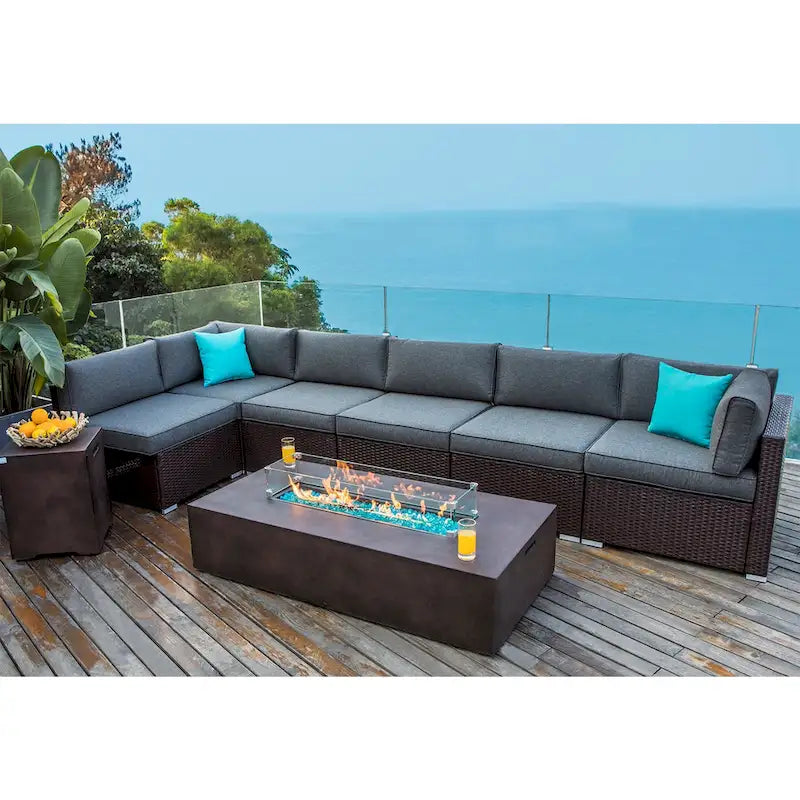 Ensemble de canapé d'angle d'extérieur 9 pièces COSIEST avec table brasero