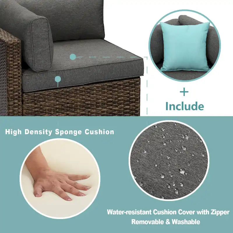 Ensemble de canapé d'angle d'extérieur 9 pièces COSIEST avec table brasero
