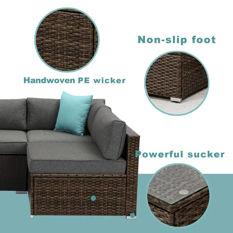 Ensemble de canapé d'angle d'extérieur 9 pièces COSIEST avec table brasero