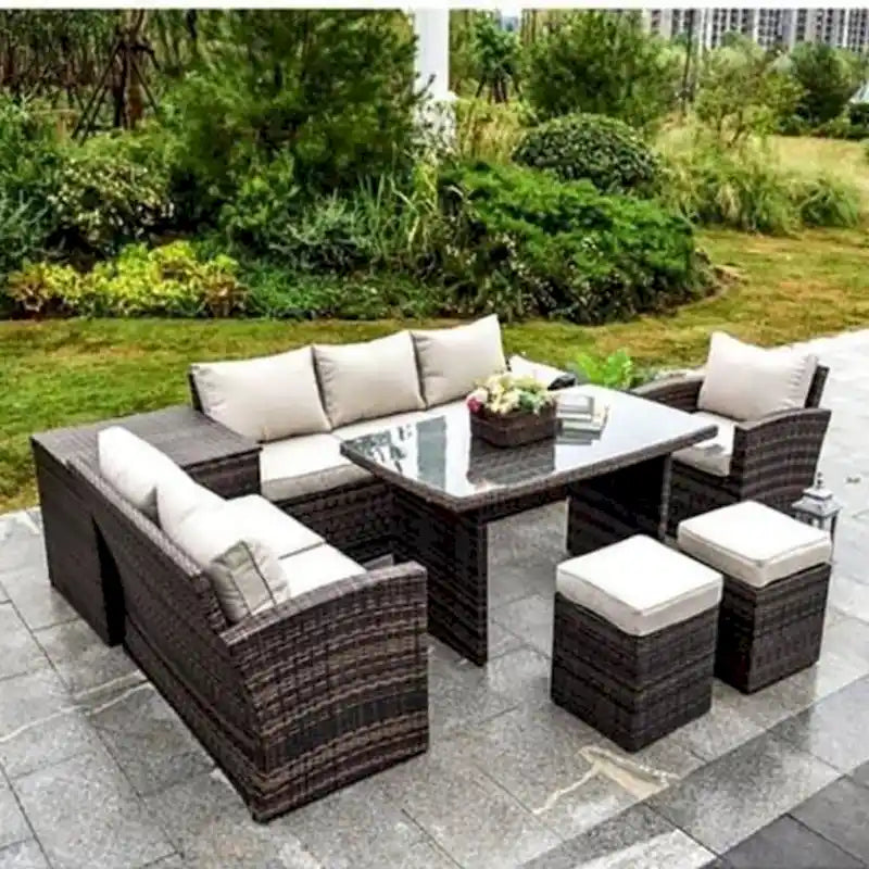Moda – Ensemble de salon de jardin 7 pièces en rotin pour terrasse
