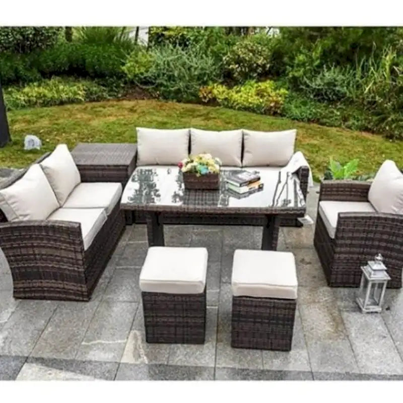 Moda – Ensemble de salon de jardin 7 pièces en rotin pour terrasse