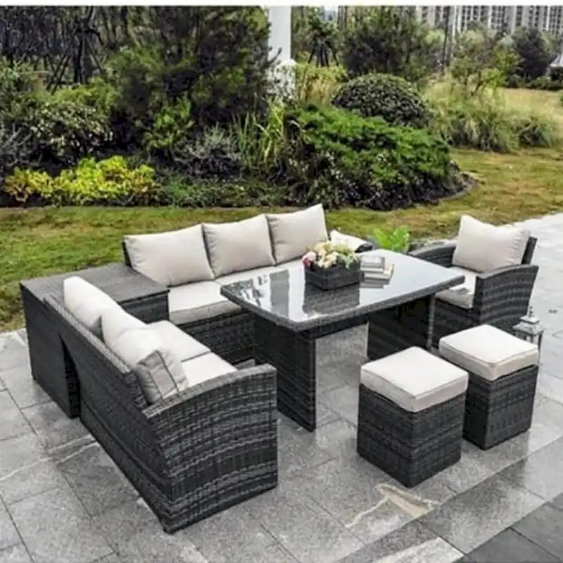 Moda – Ensemble de salon de jardin 7 pièces en rotin pour terrasse