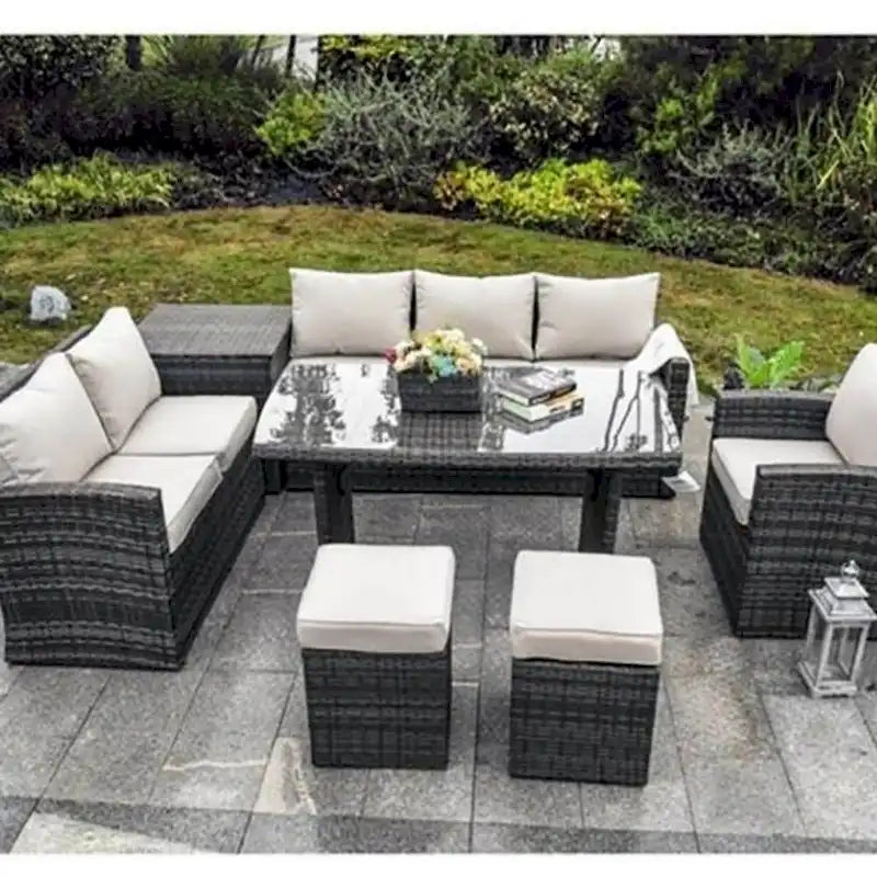 Moda – Ensemble de salon de jardin 7 pièces en rotin pour terrasse