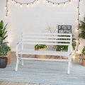 MAISON ARTS 48 Banc de jardin extérieur blanc minimaliste en acier pour terrasse et parc