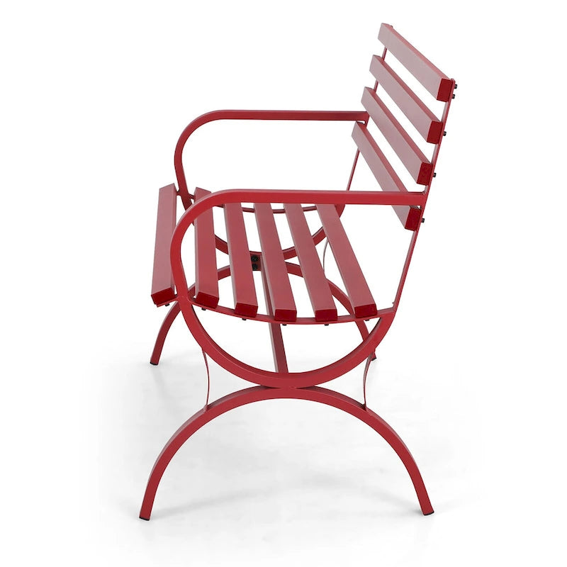 MAISON ARTS 48 Banc de jardin extérieur blanc minimaliste en acier pour terrasse et parc