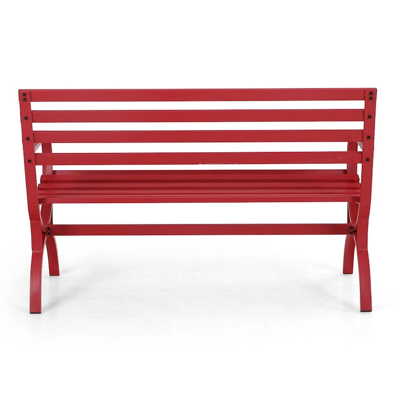 MAISON ARTS 48 Banc de jardin extérieur blanc minimaliste en acier pour terrasse et parc