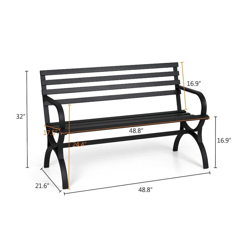 MAISON ARTS 48 Banc de jardin extérieur blanc minimaliste en acier pour terrasse et parc