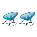 Chaises berçantes Acapulco XBrand 34,6 L ovales en rotin/acier (lot de 2) Ensemble de bistrot de conversation de patio toutes saisons pour pelouse, balcon