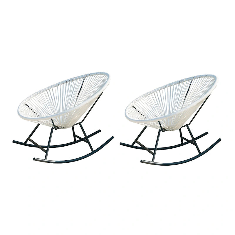 Chaises berçantes Acapulco XBrand 34,6 L ovales en rotin/acier (lot de 2) Ensemble de bistrot de conversation de patio toutes saisons pour pelouse, balcon