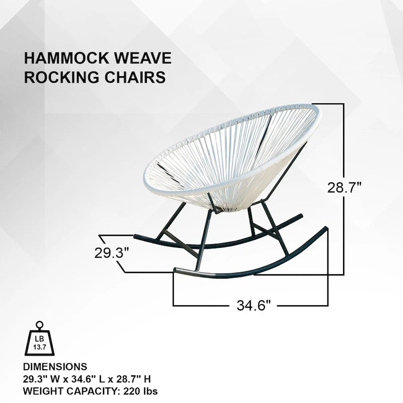 Chaises berçantes Acapulco XBrand 34,6 L ovales en rotin/acier (lot de 2) Ensemble de bistrot de conversation de patio toutes saisons pour pelouse, balcon